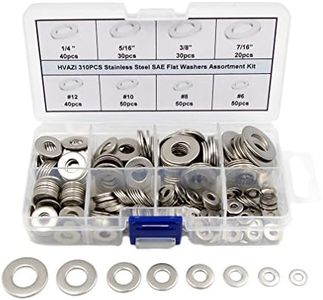 HVAZI Stainless Steel Flat Washers Assortment Kit #6 to 7/16