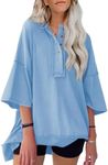 SHEWIN Oversized TShirts for Women Trendy Casual Short Sleeve Shirts V Neck Cute Sweatshirt for Women Summer Tops A Sky Blue Medium