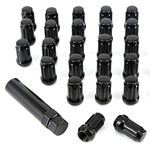 M12x1.5 Black Spline Lug Nuts 24pc + Tool, 12x1.5mm Wheel Lug Nuts Compatible with Toyota Tacoma 4Runner FJ Cruiser Lexus gx470 Mitsubishi Montero Ford Ranger Most 6 Lug 4 Lug Wheels