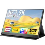 UPERFECT 2.5K 16" Portable Monitor, 400 Nits QHD 2560x1600 16:10 Screen, Standard HDMI & 2 USB-C Ports, IPS Eye Care Matte Display, Narrow Edge with Metallic Rear Casing, Smart Cover