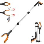 Litter Pickers Extended Reach 110cm/43" Grabber Stick - Foldable Litter Picker Grabber for Tall Users, Elderly & Disabled, Extra Long Litter Pickers for Adults with 360° Rotating Jaw