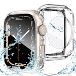 VEMIGON Waterproof Case For Apple Watch Series 9 8 7 with Tempered Glass Full Screen Protector 45mm, Full Coverage Hard PC Bumper Back Frame, Protective Cover For iWatch - (45mm Clear)