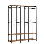 SONGMICS Portable Clothes Wardrobe, Foldable Closet, Clothes Rack Freestanding, Closet Organiser, with Hanging Rods, Storage Shelves, Removable Hooks, 40 x 141 x 180 cm, Rustic Brown RGR005B01