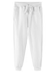 Dybker Boys Tracksuit Bottoms Fleece Joggers Sweatpants with Pockets, Thick Kids Active Pants School Trousers, True White, 9-10 Years