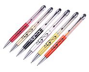 Stylus Pen,6 Pack Music Note Pens,with 6 Pen Refills,HilerPunk Crystal Capacitive Ballpoint Pen,for iPad,iPhone,Laptops,Kindle,Samsung,All Capacitive Touch Screens,Office,School Stationery Supplie