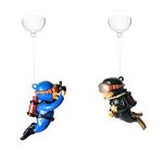 Homvexi Colorful Aquarium Floating Diver Decorative Item Cute Resin Cartoon Ornament, 7 X 3 Cm, Fish Tank Accessories For An Eye-Catching Aquarium Decor (Black + Blue)