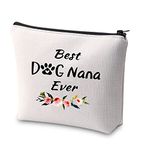 Dog Nana Gift Best Dog Nana Ever Makeup Bag Pet Lover Paw Print Cosmetic Bag Gift for Dog Grandma