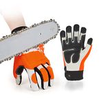 Vgo Chainsaw 12-Layer Saw Protection on Both Hands Cow Leather Gloves (Size L, Orange, CA9760)