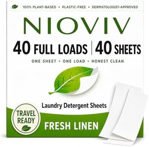 Nioviv Laundry Detergent Sheets - 40 Full Loads - Travel Laundry Sheets, No Mess No Measuring - Plant-Based, Plastic-Free - Hypoallergenic Fresh Linen Scent