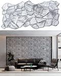 Dundee Deco 3D Wall Panels - White Charcoal Faux Stone PVC Wall Paneling for Interior Wall Decor, Living Room, Kitchen, Bathroom, Bedroom, Set of 5, Covers 25.5 sq ft