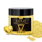 Edible Glitter - 30g / 1oz Luster Dust Edible Glimmer Powder for Sparkling Drinks, Foods, Wine, Cake - Food Grade Shimmer Dust Powder for Baking, Beverage, Cookies Decoration (Gold)