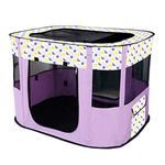 Floving Portable Doghouse Pet fence Foldable Pet playpen Rectangle Delivery Room Cat Nest Cat den Cat hut Puppy house Kennel Closed Pets Tent with carry bag (M/80 * 60cm, Purple)