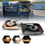 WOLFSTORM Headlight Fit for 2009-2018 Dodge Ram 1500/2500/3500 with Daytime Running LED Light Function,09-18 Dodge Ram Headlight Replacement,Only Fit for Vehicle Factory Projector Lamps