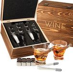 Luxurious Cigar Glasses - Whiskey glass with Cigar Holder - Set of 2, 10oz Cigar Holder Whiskey Glasses, Tongs, 8 Cube Chilling Rocks Stones - Set in Premium Wood Box Gift for Any Bar