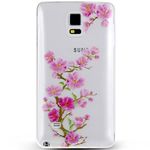 Note 4 Case, NSSTAR Galaxy Note 4 Case, [Perfect Fit] Soft TPU Crystal Clear [Scratch Resistant] Pink Flower Floral Plum Blossom Back Case Cover for Samsung Galaxy Note 4