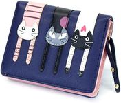 Mini Faux Leather Bifold Cute 3 Cat