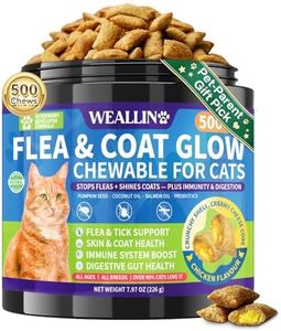 Flea and Tick Prevention for Cats - Cat Flea Treatment with Skin & Coat Support, 500 Crunchy & Creamy Chews, Oral Natural Flea Chewables for Gut & Immunity Support for All Breeds & Ages Chicken Flavor