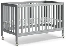 MAMAZING EvoNest Baby Crib, 11 in 1 Convertible Mini Crib with Wheels, 100% New Zealand Pinewood Growing Bed, 4 Adjustable Mattress Height,Grey