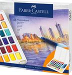 Faber-Castell Creative Studio Watercolours In Pans, Multicoloured, Set Of 48, For Art, Craft, Drawing, Sketching, Home, School, University, Colouring