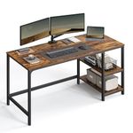 VASAGLE Computer Desk, Desk with 2 Shelves Left or Right, Work Desk for Office Room, Steel Frame, Industrial, Rustic Brown and Black LWD55X