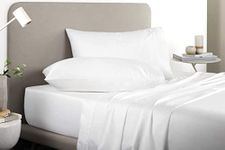 800 Thread Count 3PC Bedding Set-1 Piece Flat Sheet and 2 Piece Pillow Cover, 100% Egyptian Cotton, Super-Soft & Silky-White Solid,King Size.