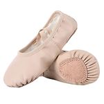 The Dance Bible Unisex Leather Split Sole Ballet Dance Shoes (EU34/3UK/22cm) Nude