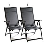 MedTens Heavy Duty Durable Adjustable Reclining Folding Chair Outdoor Indoor Garden Pool (1),Black,TR-3101 (2)