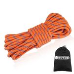 NewDoar Static Climbing Rope 10mm (3/8in) Double Braid Accessory Cord Rope for Prusik Hauling Dragginge(Orange 10mm,50ft)