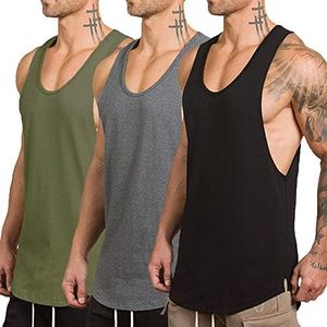 Rexcyril Men's 3 Pack Workout Gym Tank Top Fitness Bodybuilding Stringer Muscle Cut Sleeveless T Shirt Medium 3pack