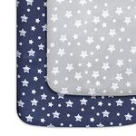 Mini Crib Sheets, 2 Pack Pack and Play Sheets, Stretchy Pack n Play Playard Fitted Sheet, Compatible with Graco Pack n Play, Soft and Breathable Material, Grey & Navy