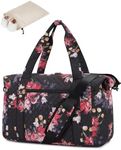 Ceneda Travel Duffel Bag for Spirit Airlines Personal Item Bag 18x14x8 Under Seat Weekender Overnight Bag with Wet Pocket & Shoe Bag Carry On Luggage for Women Men (Black Flower)