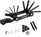 RUJOI Bike Repair Set Bag Tool Kit, 14 in 1 Multi Function Tool Kit Hex Key Allen Wrench,2PCS Staniless Tire Lever,6 PCS Glueless Tire Patch Kit Repair with MTB and Road Bike