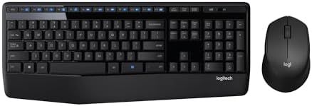 Logitech MK345 Wireless Keyboard and Mouse Combo - Full-Sized Keyboard with Palm Rest, Comfortable Right-Handed Wireless Mouse, 2.4 GHz Wireless USB Receiver - for PC, Laptop