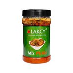 LAKCY Natural Tangy Homemade Taste Mixed Pickles 400g | Made with Cold Pressed Mustard Oil | Hygienic Preparation & Packing | Mango, Lime, Green Chilli, Carrot, Turnip, Dela, Ginger, Lotus stem