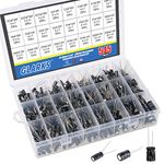 Glarks 545Pcs 24 Value 10V 16V 25V 50V Metal Electrolytic Capacitors Assorted Assortment Kit Set, Lable Capacitor Range 0.1UF - 1000UF