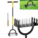 Manual Lawn Aerator, 2-in-1 Aerator with 16 Spikes& 8 Cores, 98cm Lightweight Grass Aerator Tools for Yard, Lawn Aeration, Garden Tool, Revives Lawn Health
