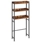 VASAGLE Over The Toilet Storage, 3-Tier Bathroom Storage Shelf, Rustic Brown and Black UBTS002B01