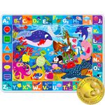 Quokka Large Baby Play Mat for Floor - Playmat for Toddlers and Infants ABC Ocean - Large Padded Non-Slip Nursery Rug for Babies Crawling and Playing - Foldable Care Mat for Playroom