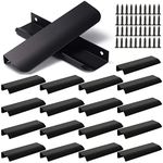 15 PCS Back Mount Finger Edge Pull Black Aluminum Hidden Drawer Kitchen Cabinet Handles 4.7 Inch Modern Style Concealed Tab Pulls Room Door Handle Hardware