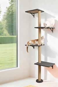 Tall Cat Scratching Posts,4 Tier Corner Cats Tree, Wall Mounted Kitten Tower,Carpeted Climbing Wall for Indoor Kitty Perching,Playing and Lookout (Grey)