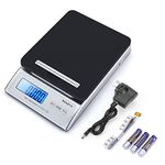 MUNBYN Digital Postal Scales, Parcel Postage Shipping Scale 30kg 66lbs Electronic Mail Scale with Hold and Tear Function, Includes Tape measure, AC Adapter and 1.5Vx3AAA