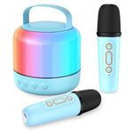 Karaoke Machine for Kids with 2 Microphones, Girls Toys Portable Kids Karaoke Machines for Girls with LED Party Lights,Bluetooth Speaker Birthday Gifts for Kid,14-18 Years Old(Blue 2 Mic)