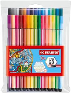 STABILO Pen 68 Premium Felt Tip Pen - Wallet of 30 Assorted Colours incl 6 Neon