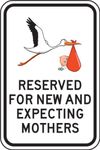 Accuform FRP358RA Engineer-Grade Reflective Aluminum Parking Sign, Legend Reserved and Expecting Mothers with Graphic, 18" Length x 12" Width x 0.080" Thickness, Black on White