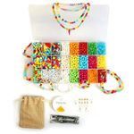 ambitieux Kids' Beading Craft Kit – Create Your Own Bracelets & Necklaces! includes 12 Assorted Bead Colors, 0.7m Elastic, Thread Cutter, & Jute Bag – Perfect for Ages 4+ (Mega Kit)