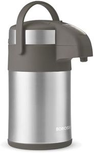 Borosil Hydra Airpot 3 L Stainless Steel Vacuum Insulated Beverage Dispenser with Handle, Pump, 360° Rotation Mechanism & Safety Lock, Leak Proof 24 Hrs Hot & Cold Tea/Coffee Serving Thermos Flask
