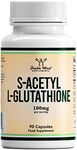 Double Wood Glutathione Supplement | 90 S-Acetyl L-Glutathione Capsules - 100mg per Serving | L Glutathione Antioxidant Supplement | Non-GMO & Gluten Free