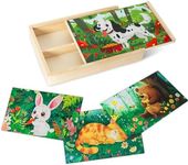 Nattork Wooden Puzzles for Kids Ages 4-8, 4-in-1 Wooden Jigsaw Puzzles in a Box (48 pcs), Toddler Educational Toy Gift with Animals Cat Puzzles, Funny Puzzle Game for Kids Ages 3-5