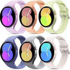 Higgs 6 Pack Bracelet Compatible con Correa Samsung Galaxy Watch 7/6/5/4 40mm 44mm/Watch 5 Pro 45mm/Galaxy Watch 6 Classic 43mm 47mm/Watch 4 Classic 42mm 46mm Mujer,Correas Silicona Deportiva