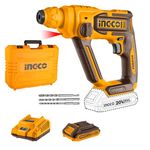 Ingco Cordless Hammer Drill Machine, Battery Hammer Drill Machine With Battery And Drill Bits, Impact Function For Home Use,Multicolour